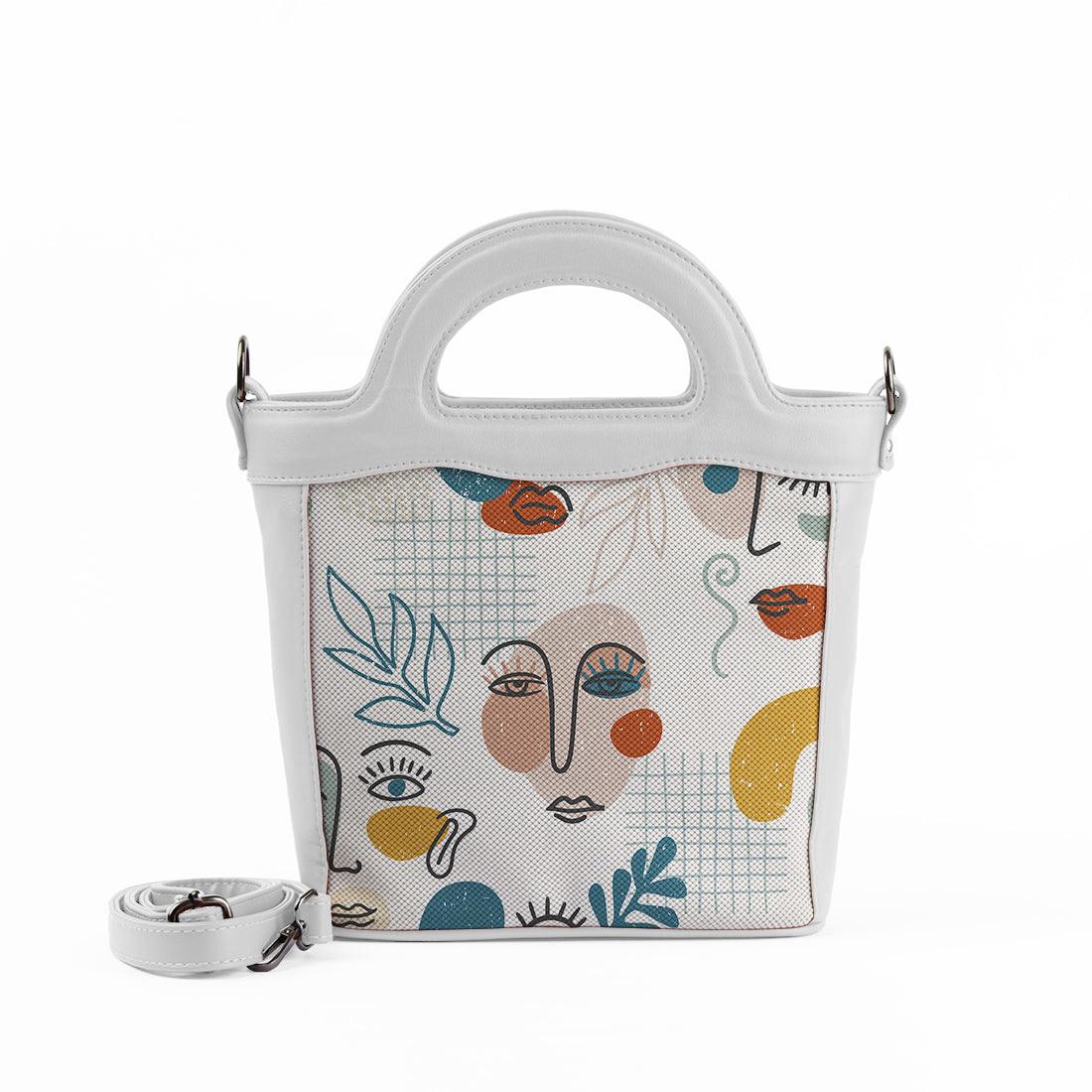 White Top Handle Handbag Faces - CANVAEGYPT