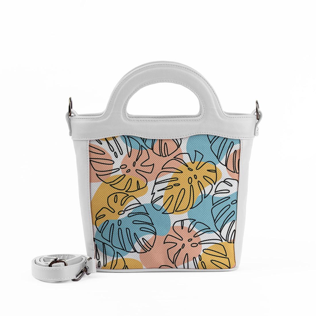 White Top Handle Handbag Floral - CANVAEGYPT