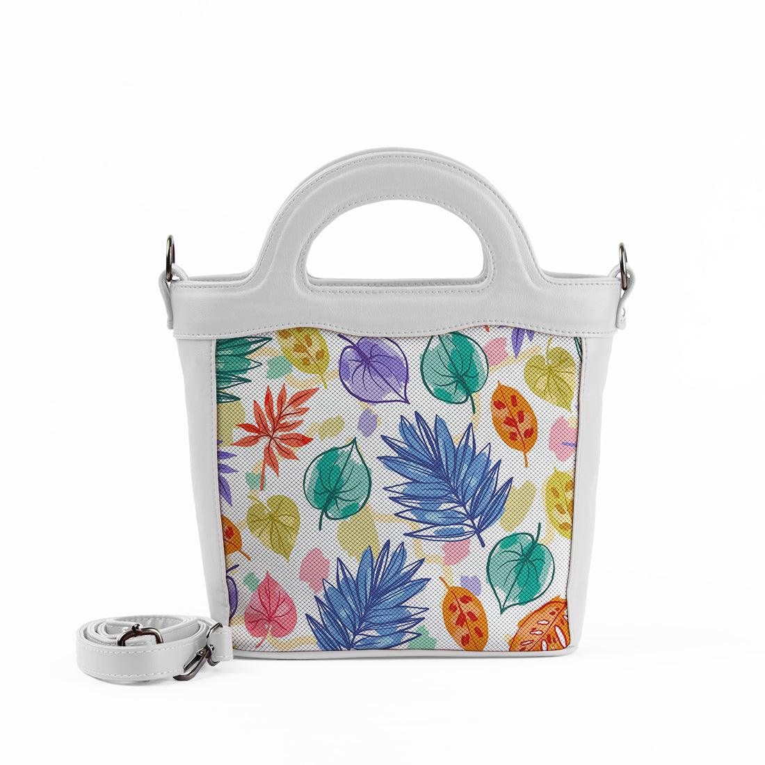 White Top Handle Handbag Floray Art - CANVAEGYPT