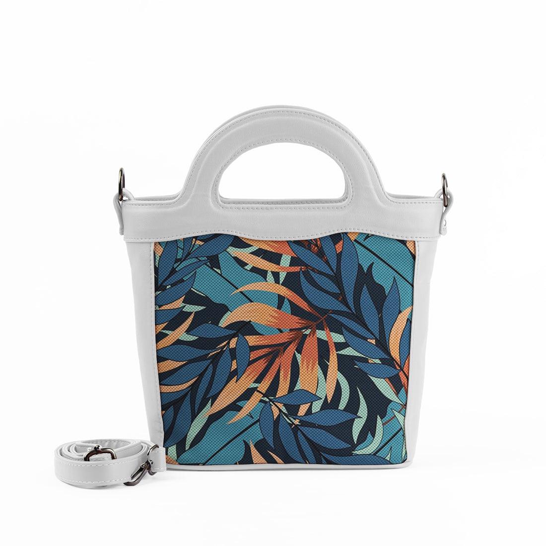 White Top Handle Handbag Leaves - CANVAEGYPT