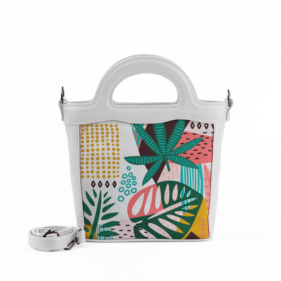 White Top Handle Handbag Summer Abstract - CANVAEGYPT