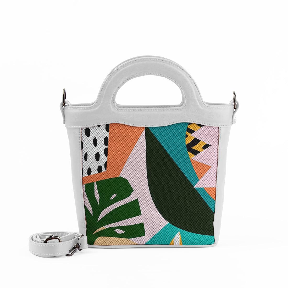White Top Handle Handbag Summer Art - CANVAEGYPT