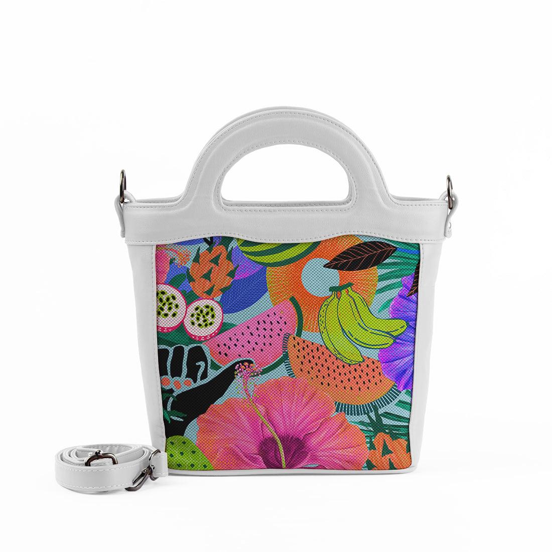 White Top Handle Handbag Summer Pattern - CANVAEGYPT