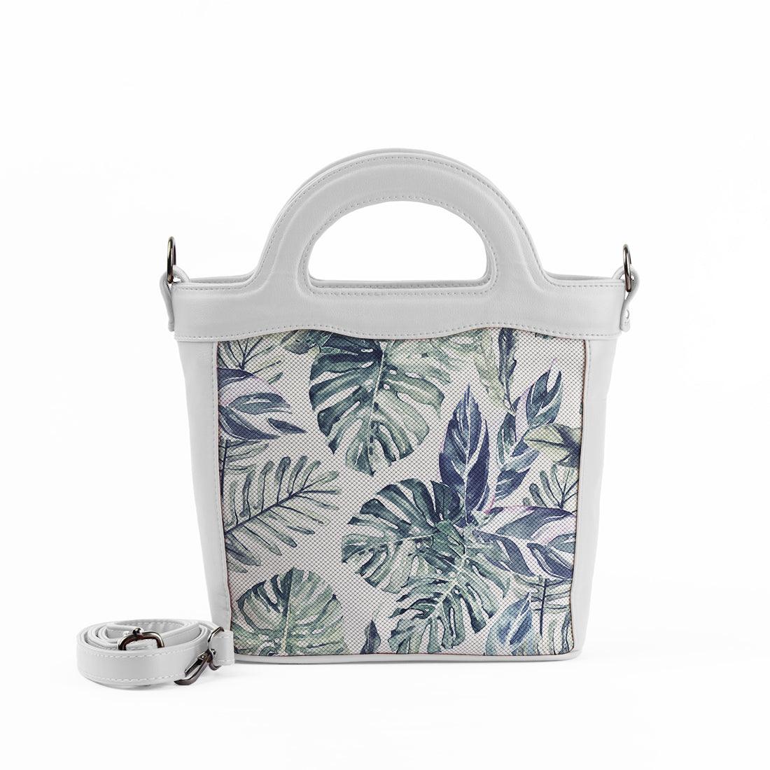 White Top Handle Handbag Watercolor Tropical - CANVAEGYPT
