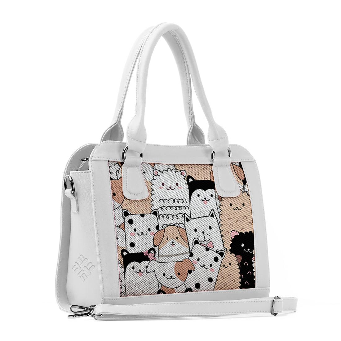 White Travel Hobo Bag Cute Pets - CANVAEGYPT