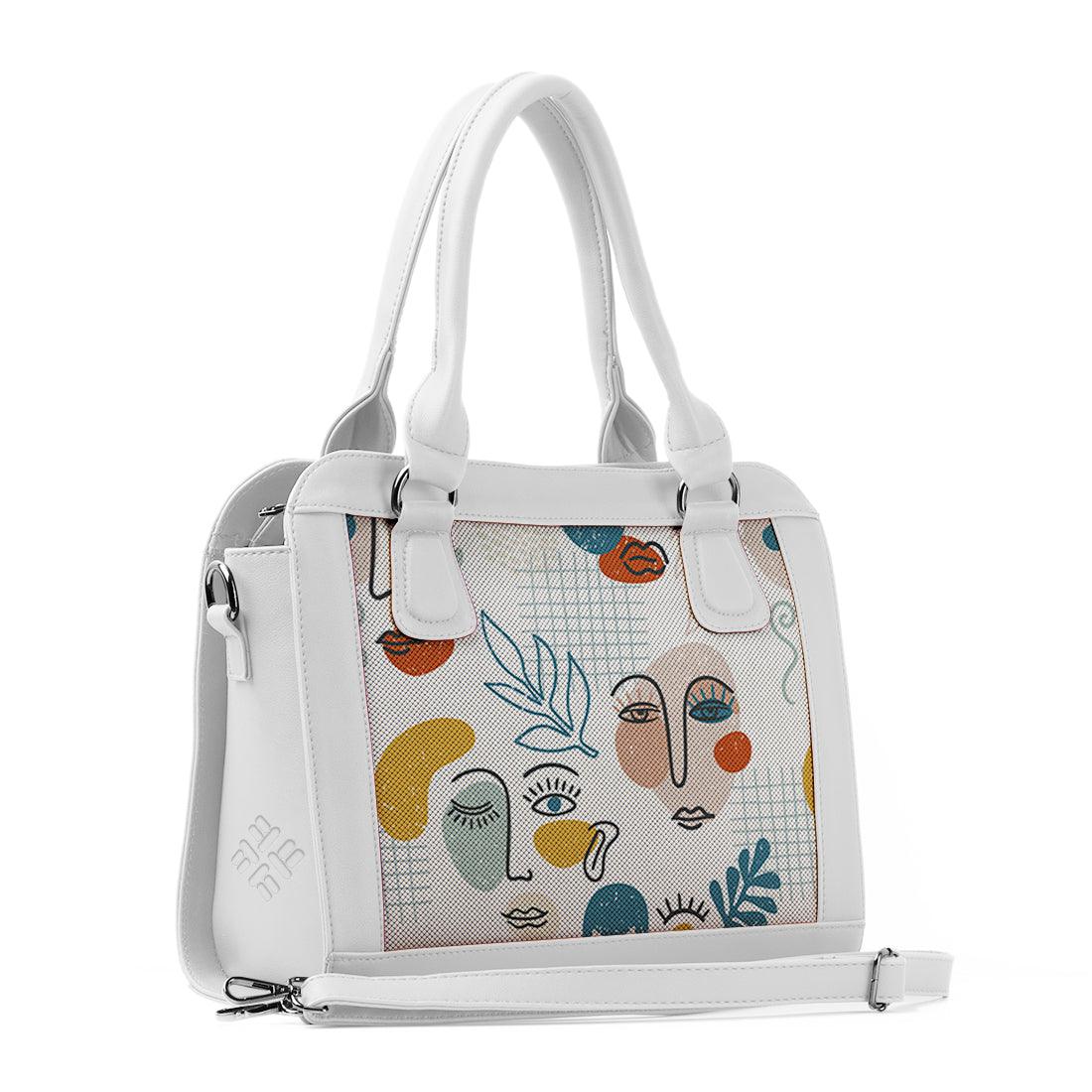 White Travel Hobo Bag Faces - CANVAEGYPT