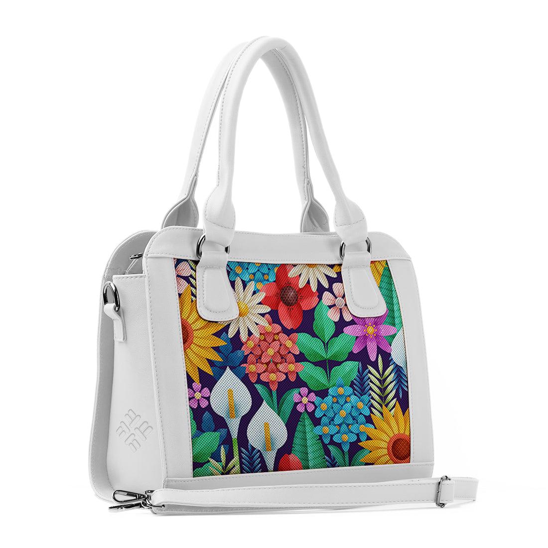 White Travel Hobo Bag Garden Art - CANVAEGYPT
