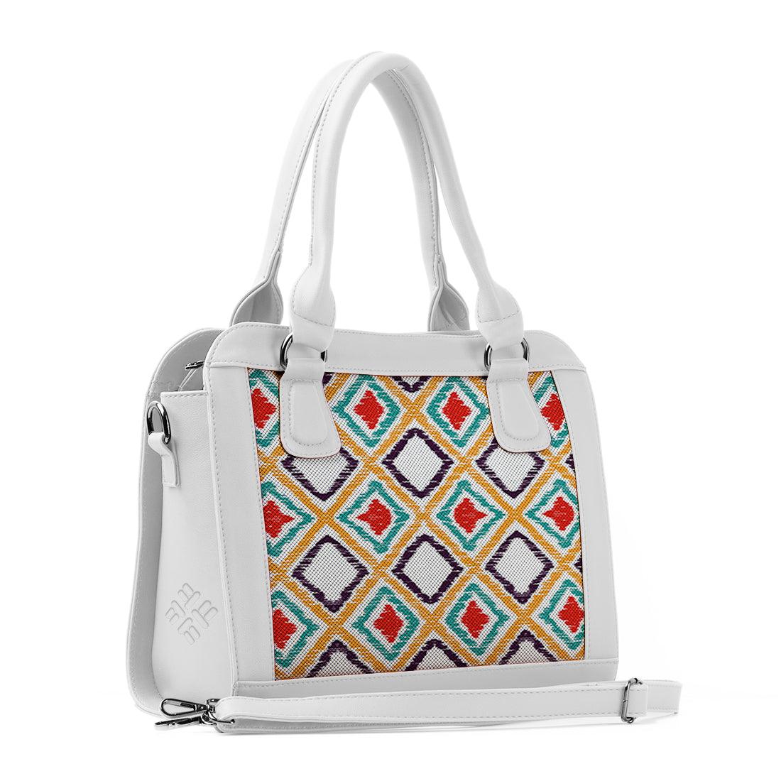 White Travel Hobo Bag Pixely Pattern - CANVAEGYPT