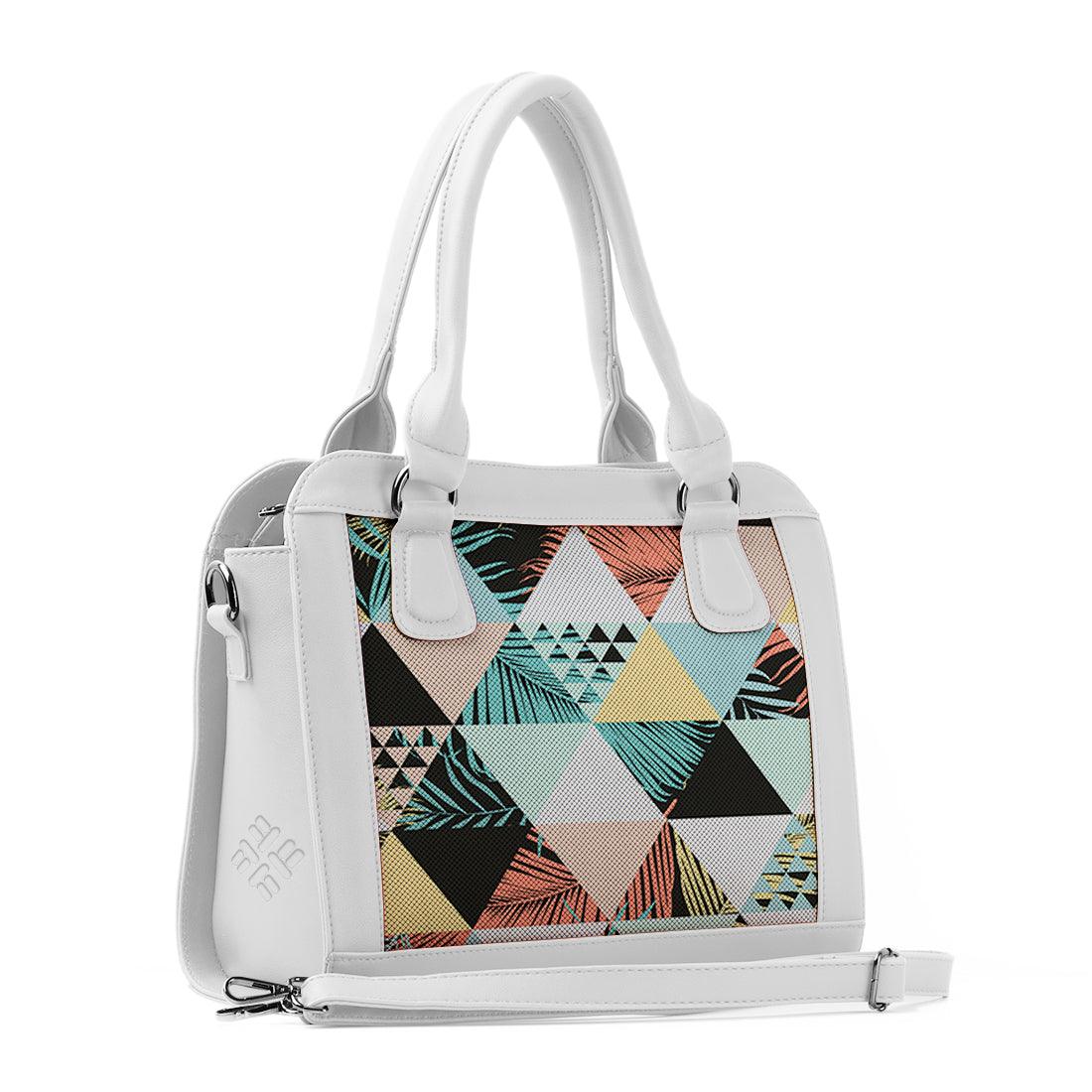 White Travel Hobo Bag Triangles - CANVAEGYPT