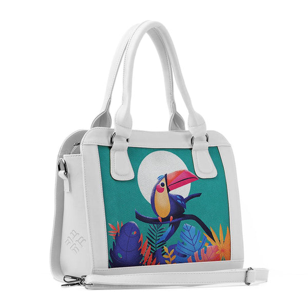 White Travel Hobo Bag Tropcial Bird - CANVAEGYPT