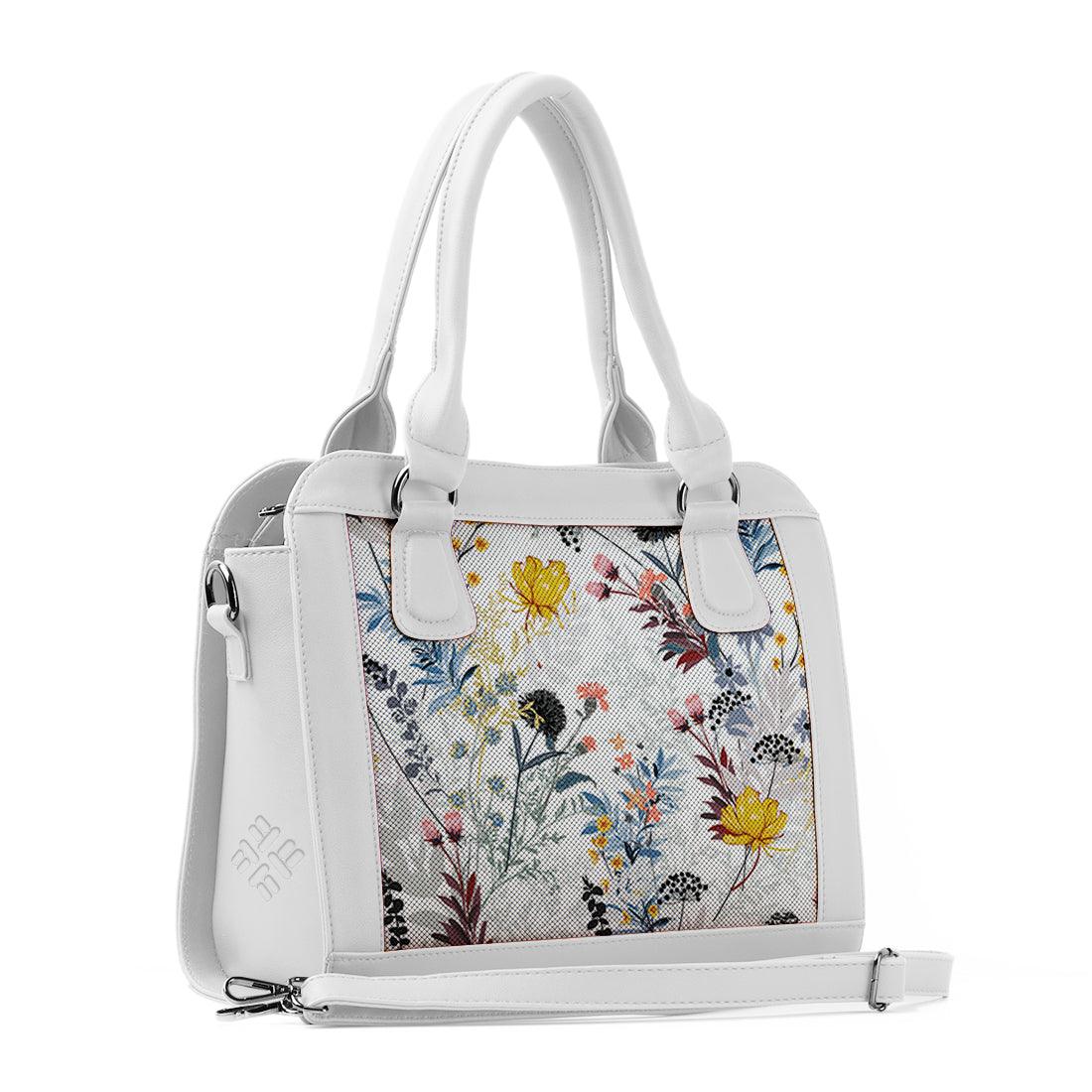 White Travel Hobo Bag White Floral - CANVAEGYPT