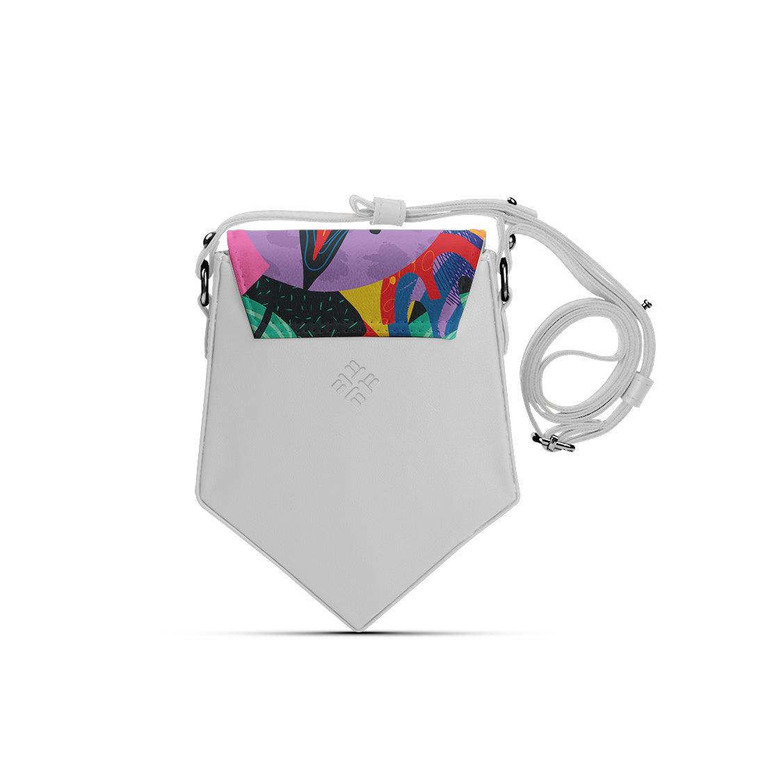 White Triangles Crossbag Colored Flowers - CANVAEGYPT
