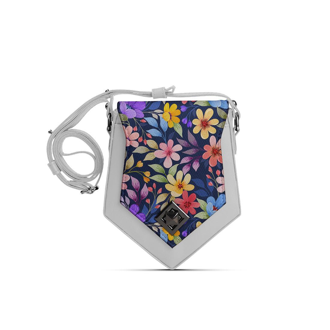 White Triangles Crossbag Purple Floral - CANVAEGYPT