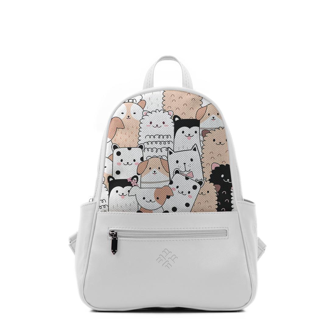 White Vivid Backpack Cute Pets - CANVAEGYPT