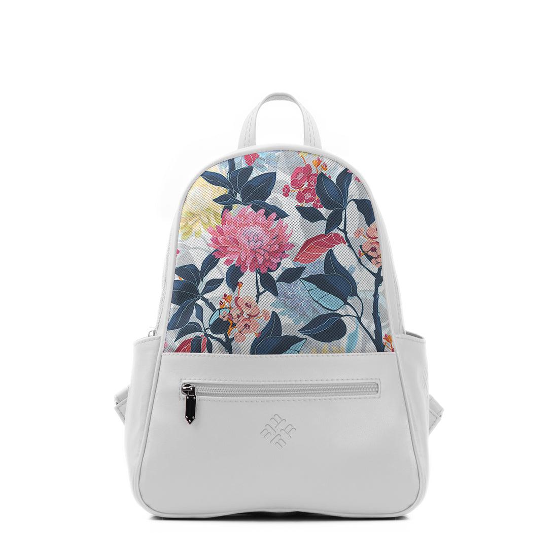 White Vivid Backpack Flowers Art - CANVAEGYPT