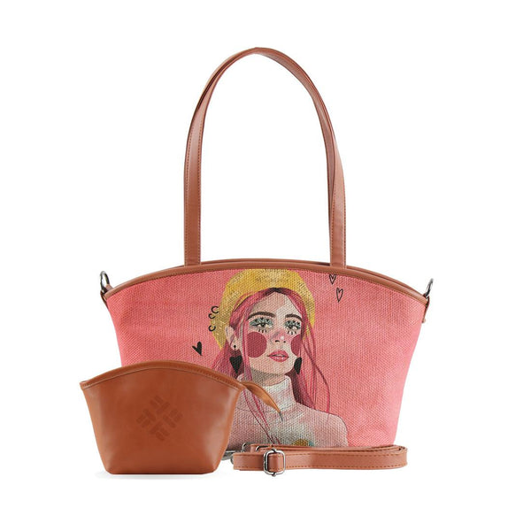 Wide Tote Bag Lemon beret girl - CANVAEGYPT