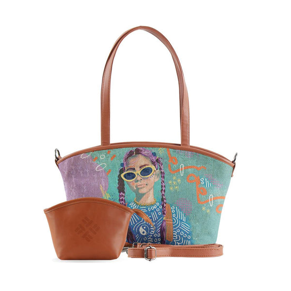 Wide Tote Bag Lilac locks - CANVAEGYPT