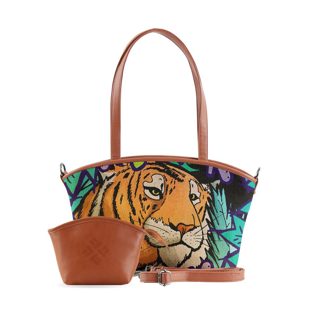 Wide Tote Bag Tiger in the jungle - CANVAEGYPT