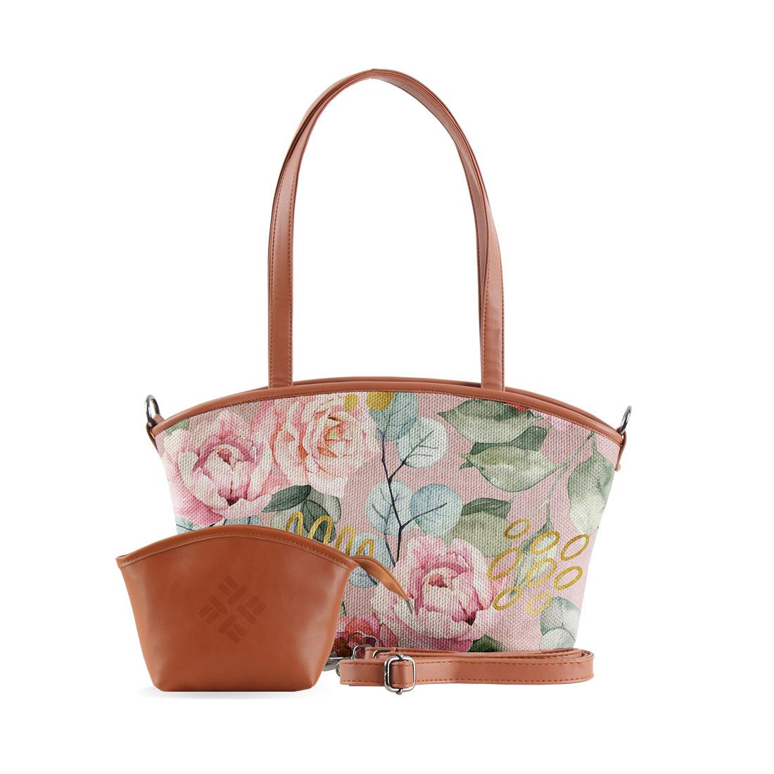 Wide Tote Bag Watercolor gentle peonies - CANVAEGYPT