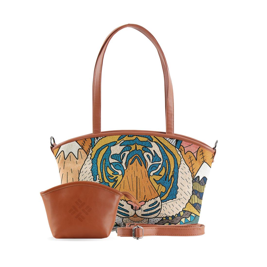 Wide Tote Bag tiger in the Mountain - CANVAEGYPT