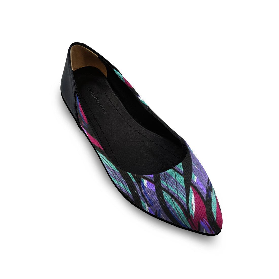 Flat Women's Shoes Purple Wavy - CANVAEGYPT
