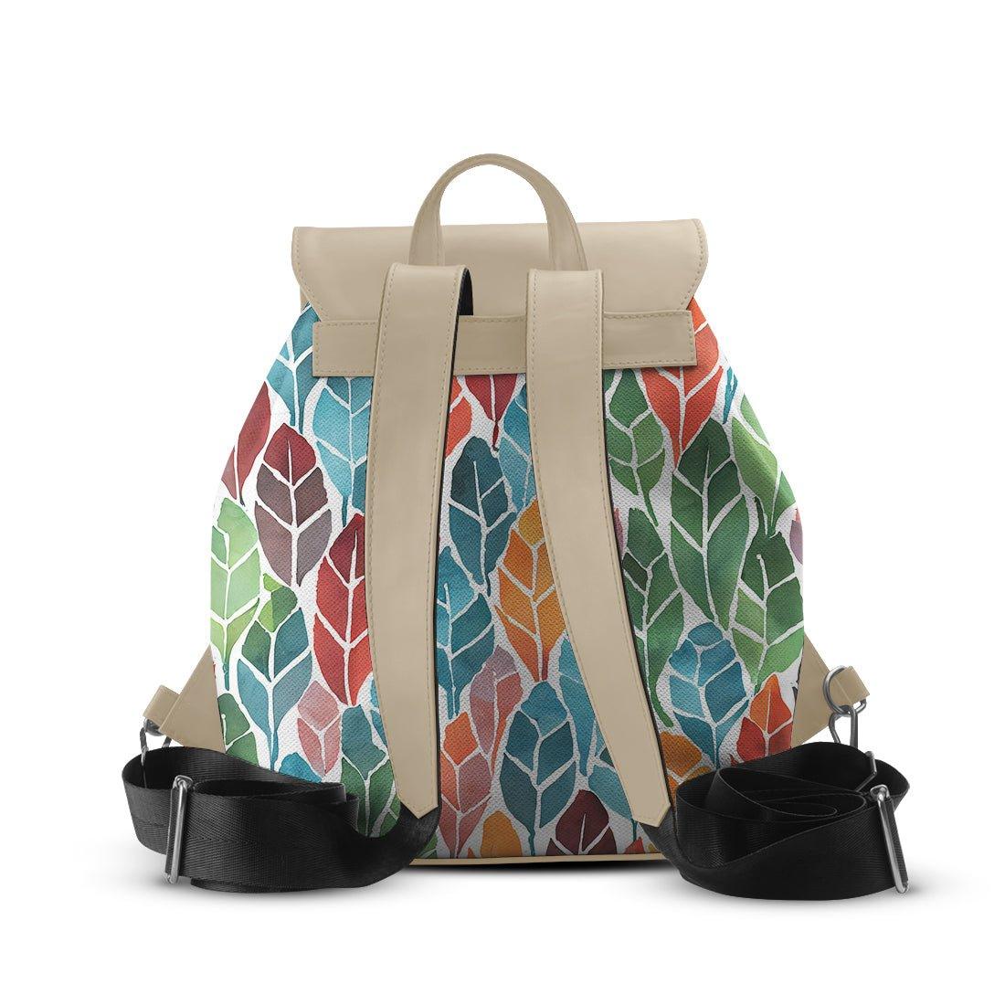 Beige Aurora Backpack Colorful Leaf - CANVAEGYPT