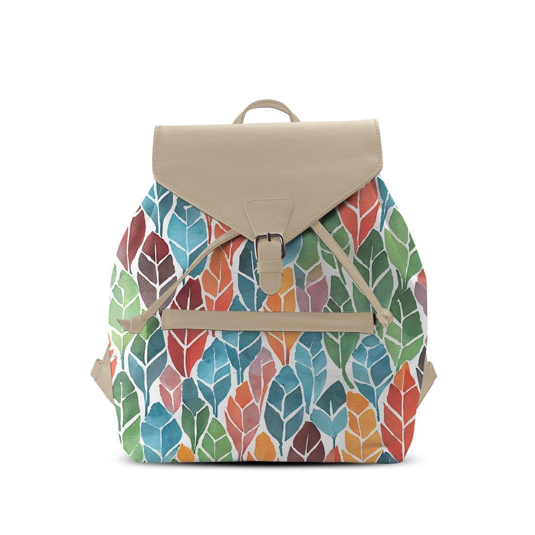 Beige Aurora Backpack Colorful Leaf - CANVAEGYPT