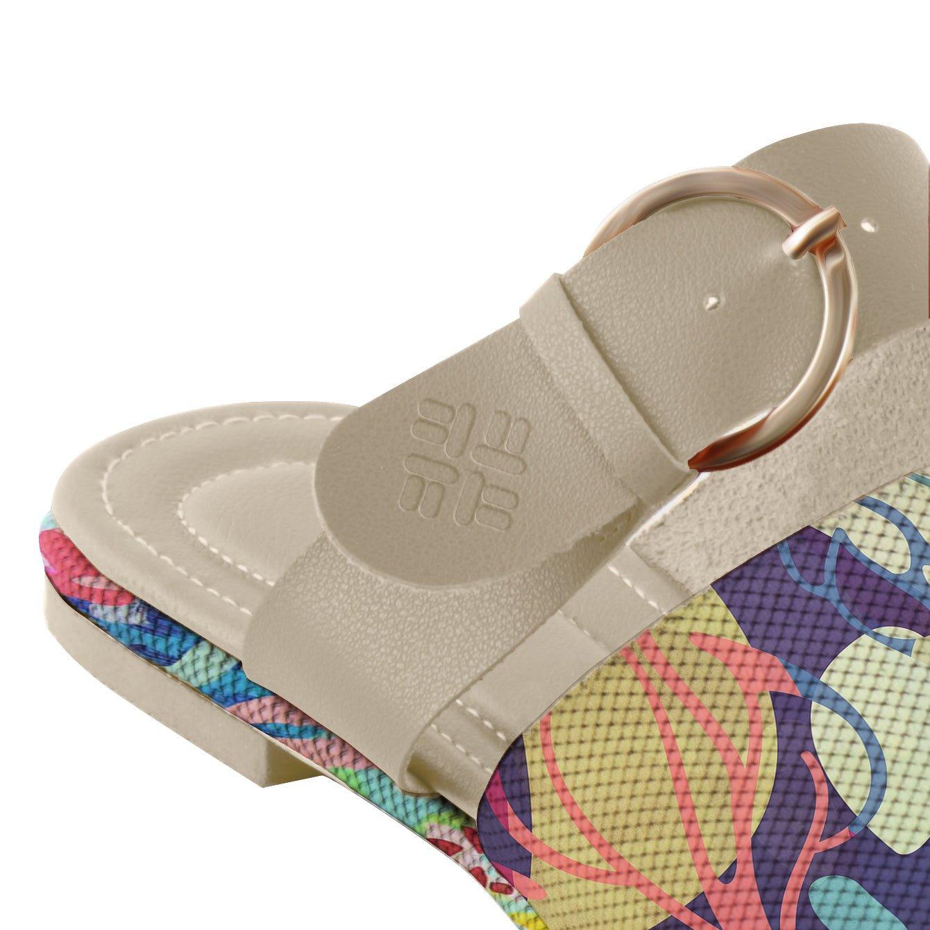 Beige Buckle Slide Slipper African Spotted - CANVAEGYPT