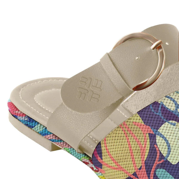 Beige Buckle Slide Slipper Floary