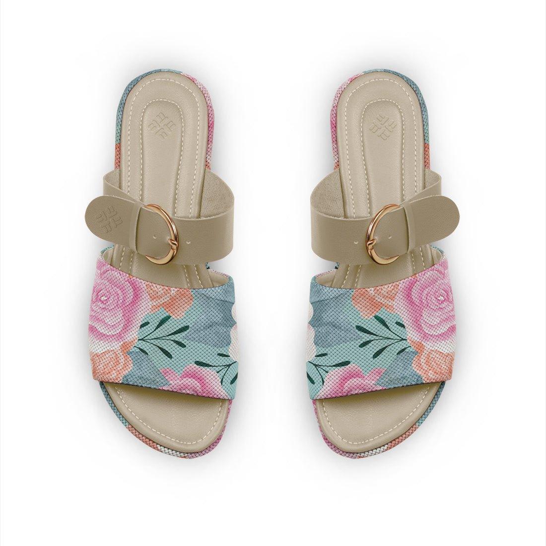 Beige Buckle Slide Slipper Pink Rose - CANVAEGYPT