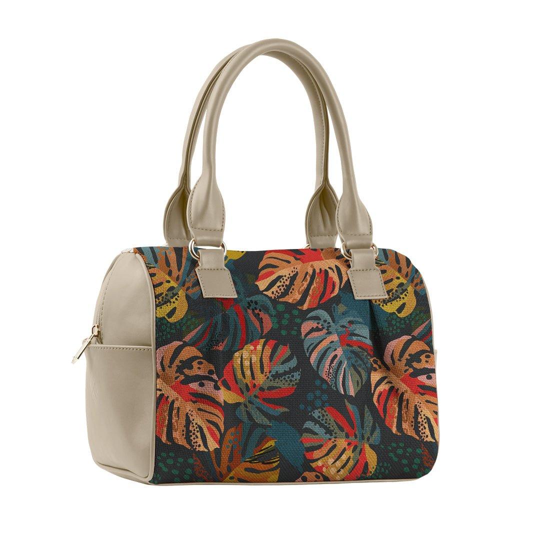 Beige Speedy Bag Big Leafs - CANVAEGYPT
