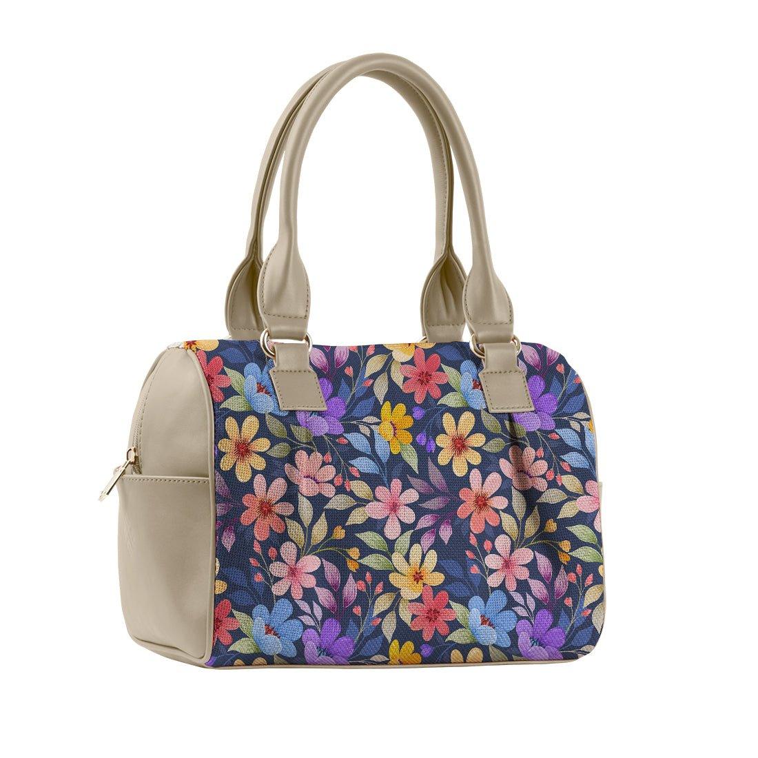 Beige Speedy Bag Purple Floarl - CANVAEGYPT