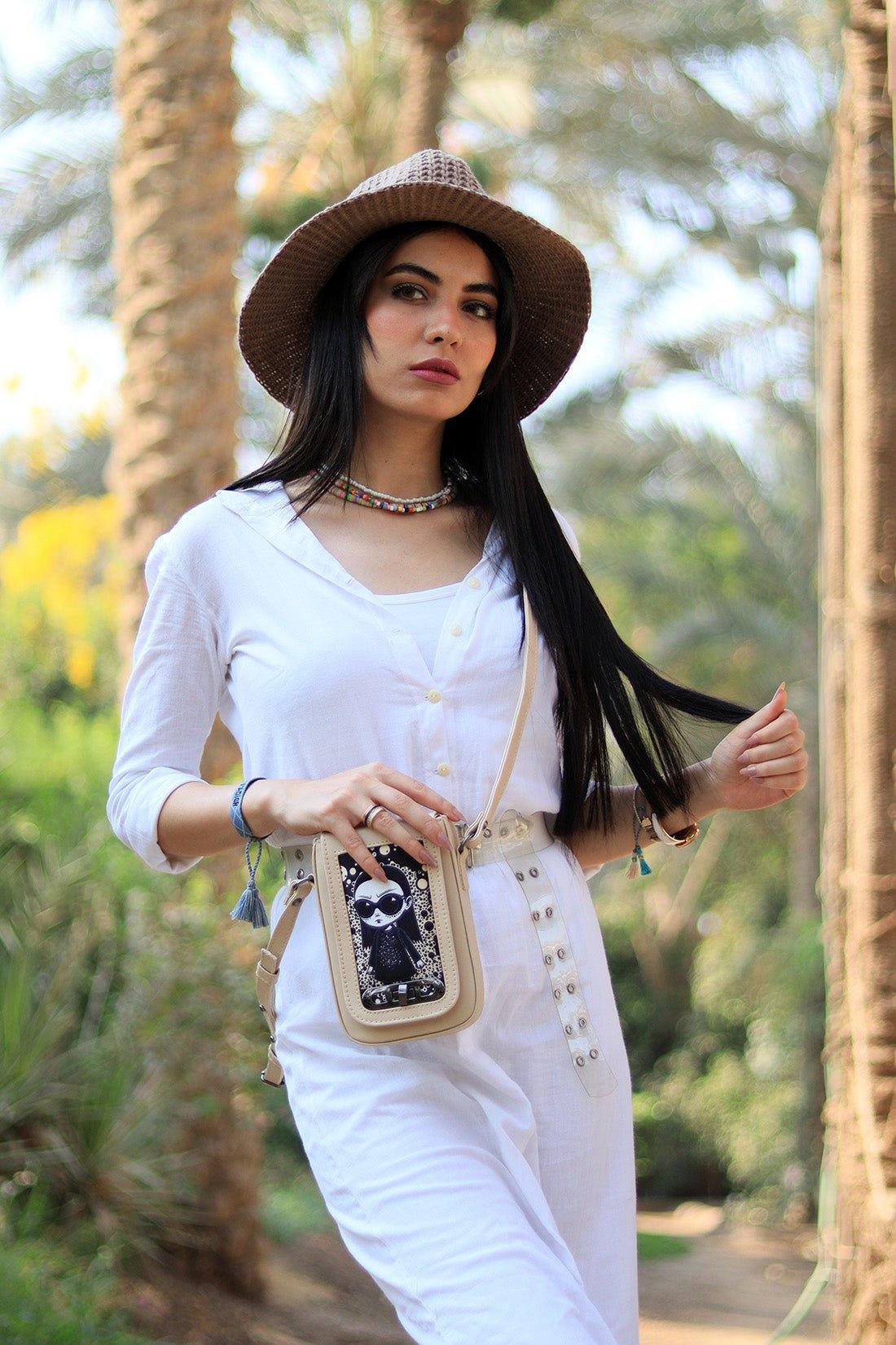 Beige Tagged Crossbag Scouty - CANVAEGYPT