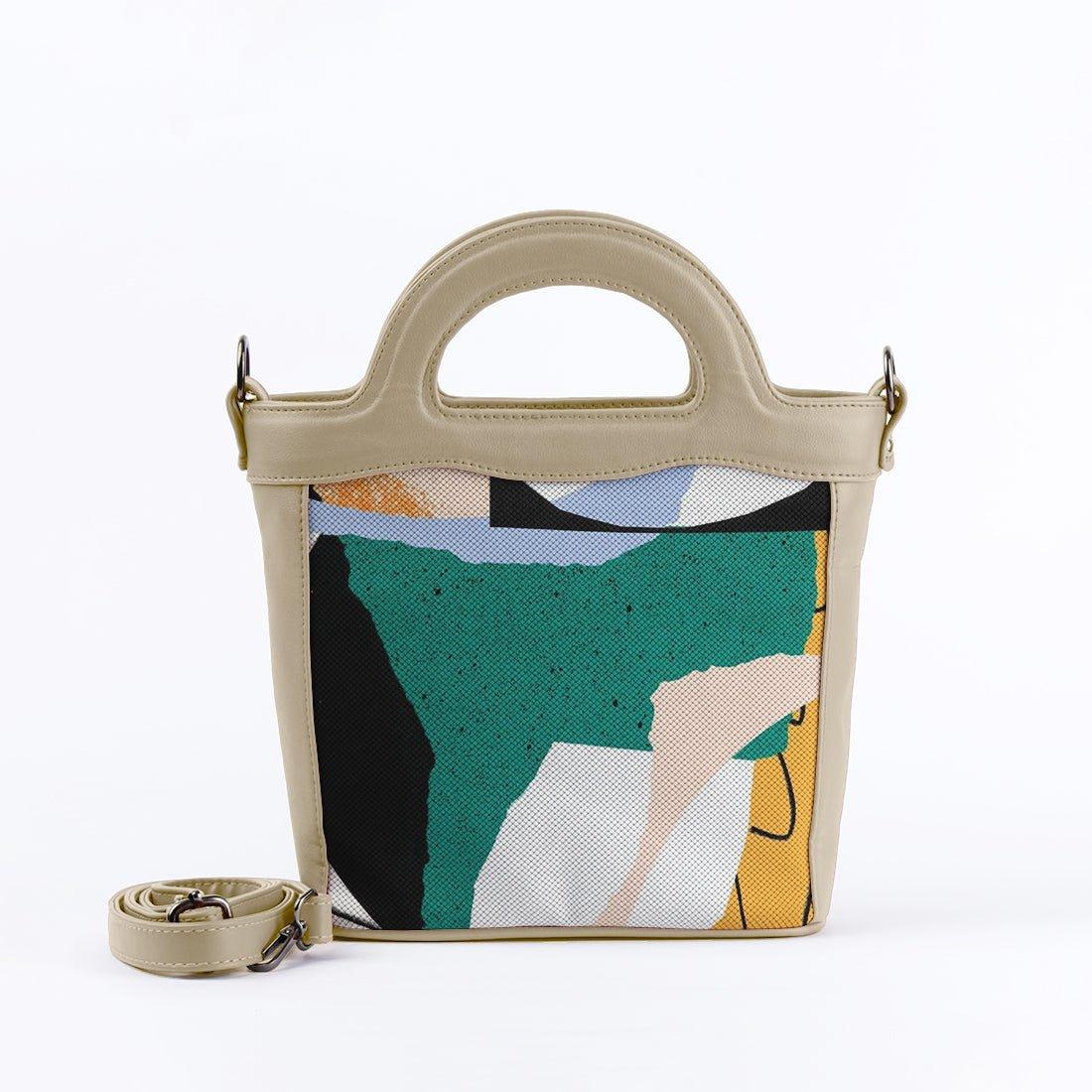 Beige Top Handle Handbag Abstract - CANVAEGYPT