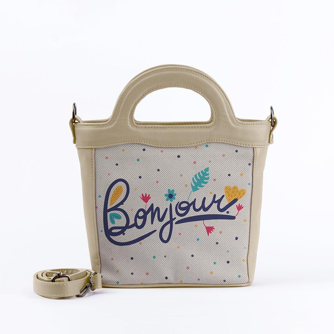 Beige Top Handle Handbag Bonjour - CANVAEGYPT