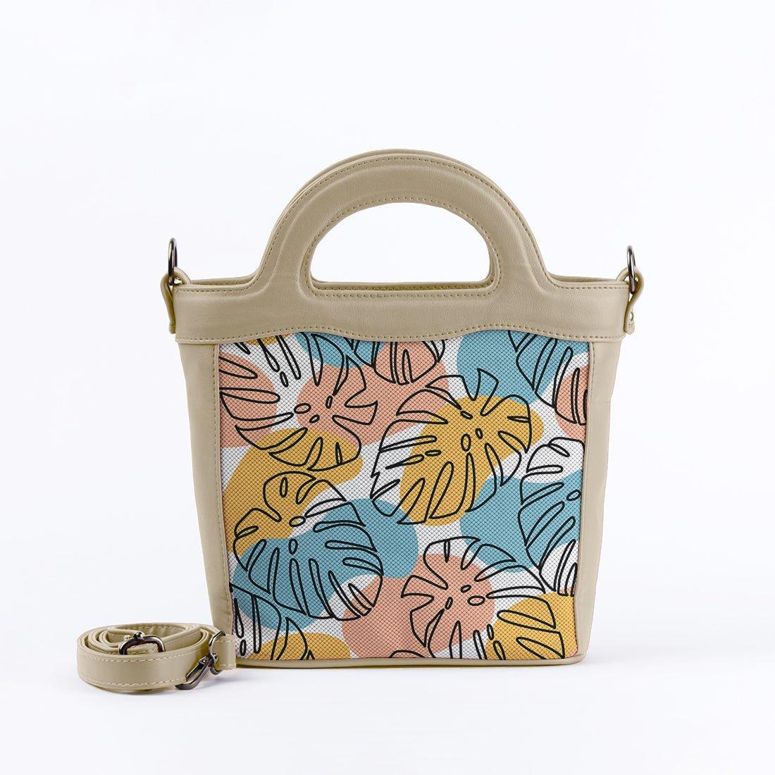 Beige Top Handle Handbag Floral - CANVAEGYPT