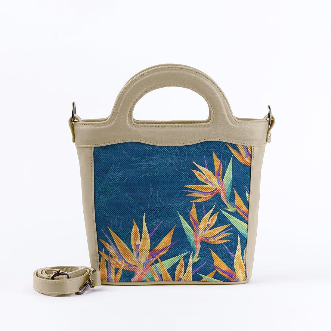 Beige Top Handle Handbag Floral Shades - CANVAEGYPT
