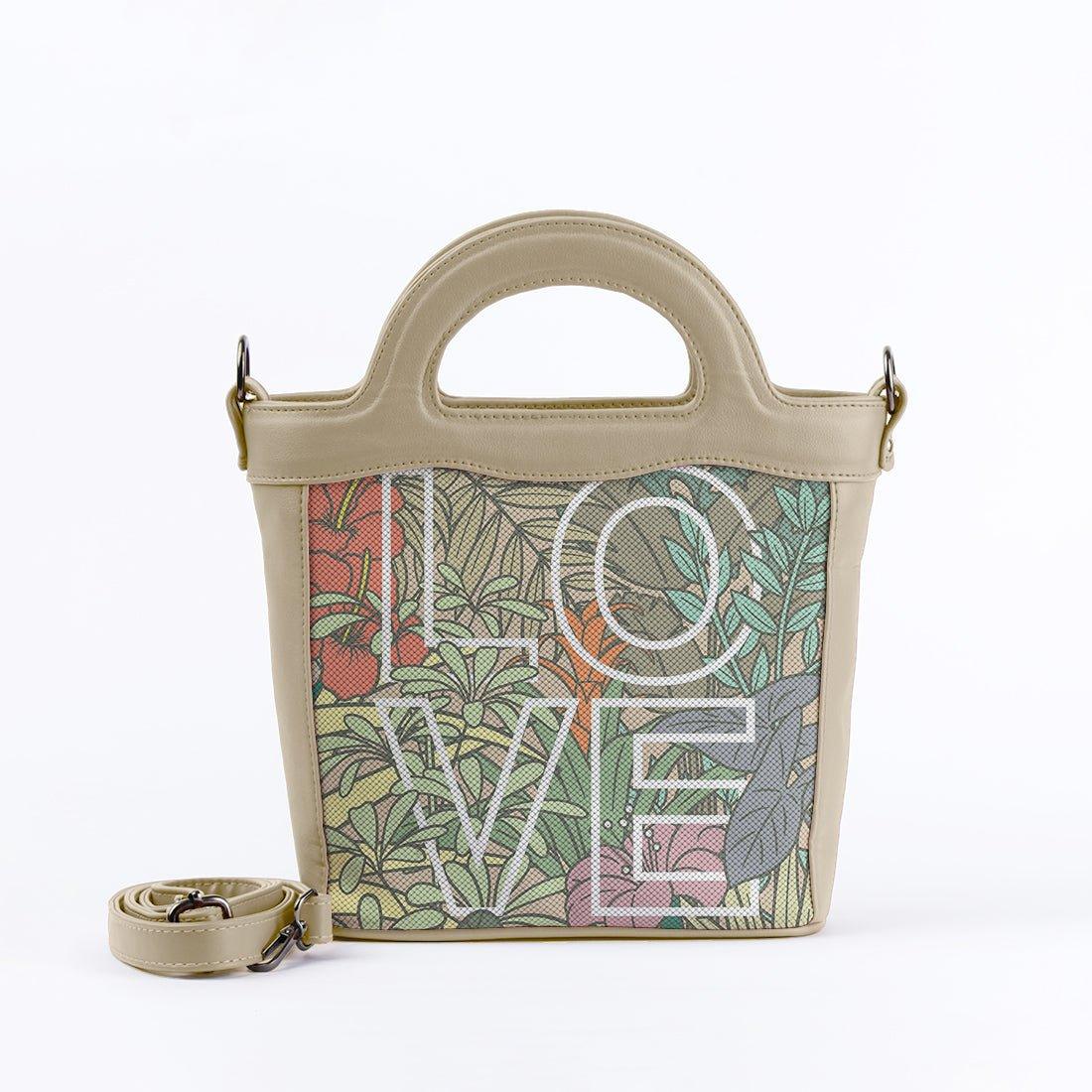 Beige Top Handle Handbag LOVE - CANVAEGYPT