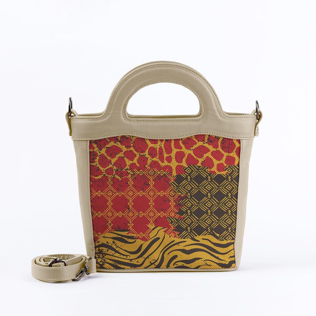 Beige Top Handle Handbag Mixed Cheetah - CANVAEGYPT