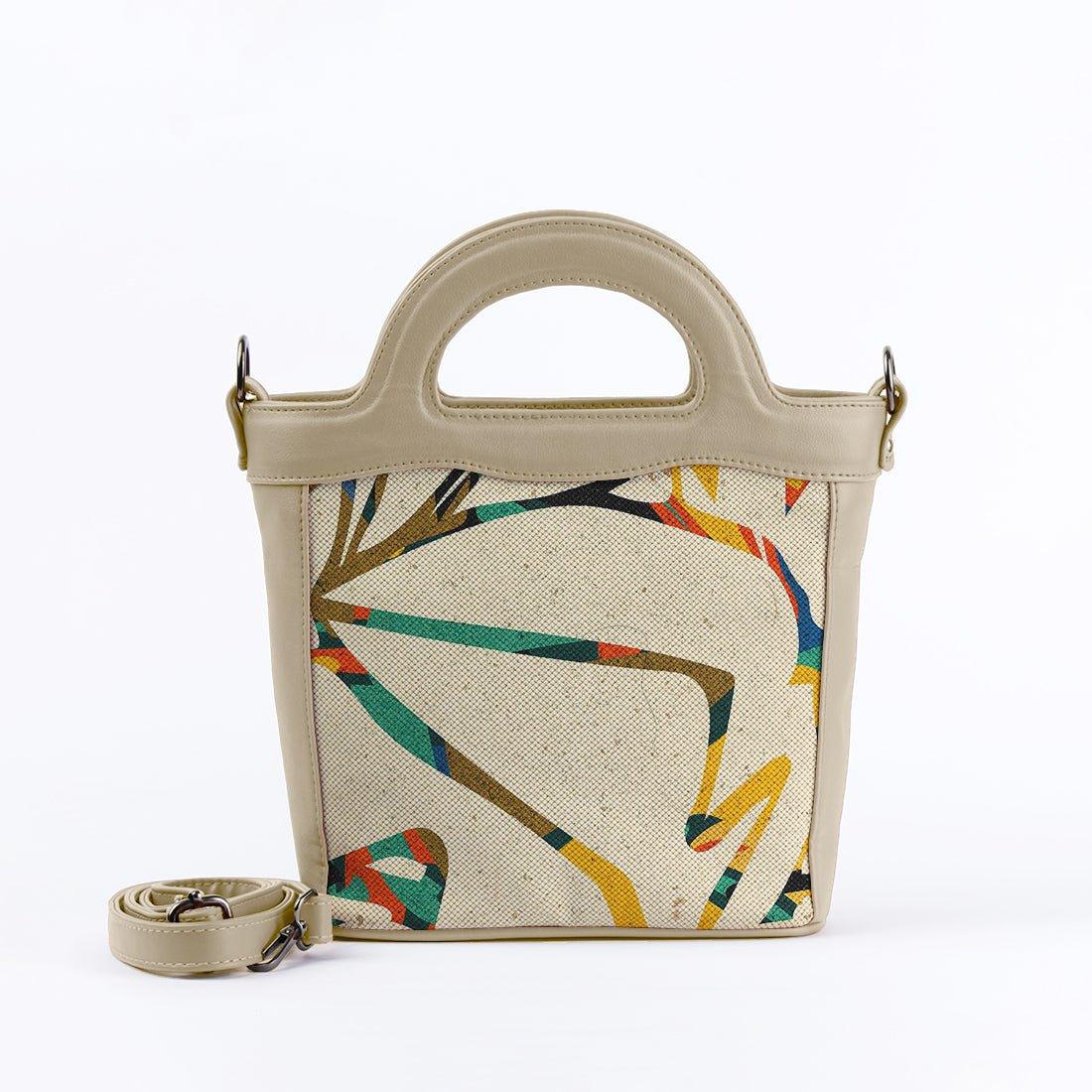 Beige Top Handle Handbag Sand Brushes - CANVAEGYPT