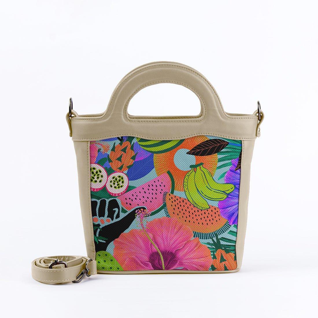 Beige Top Handle Handbag Summer Pattern - CANVAEGYPT
