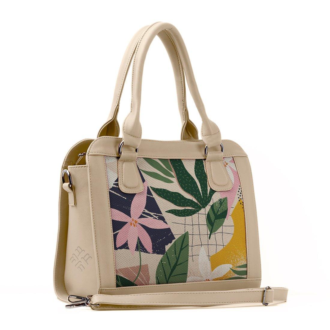 Beige Travel Hobo Bag Leafs - CANVAEGYPT