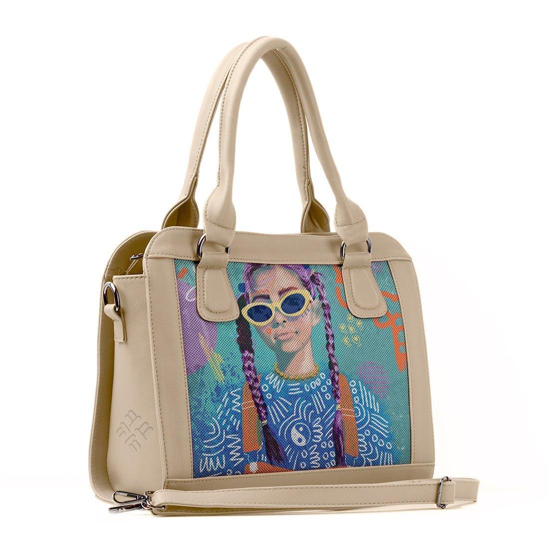 Beige Travel Hobo Bag Lilac locks - CANVAEGYPT