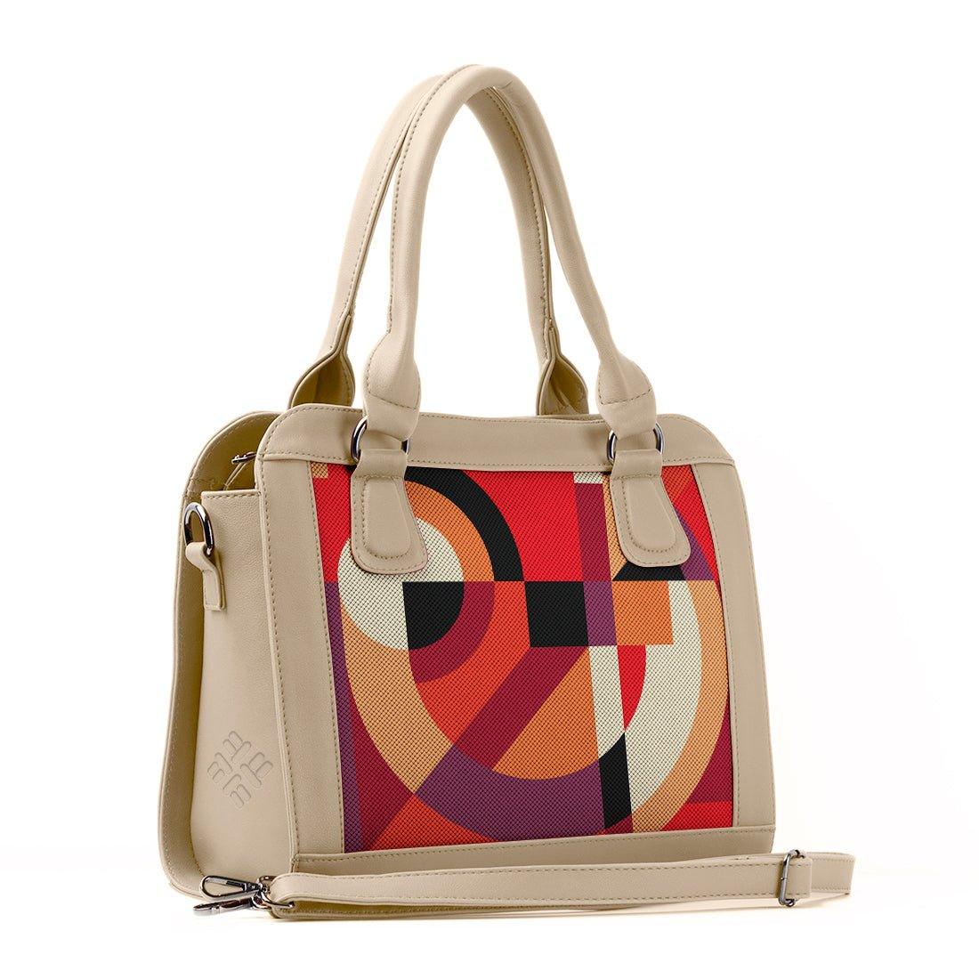 Beige Travel Hobo Bag Red Geo - CANVAEGYPT