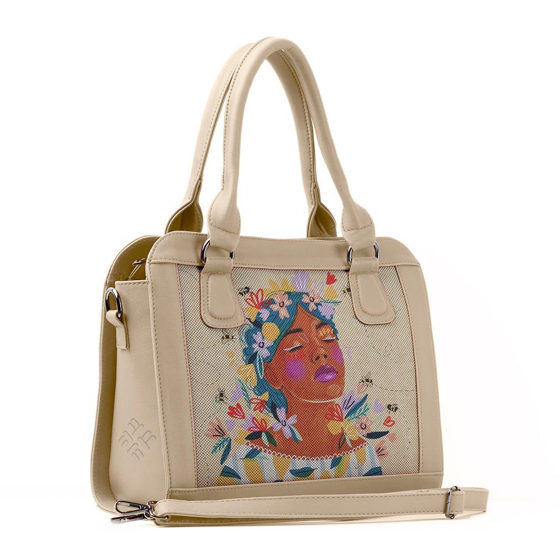 Beige Travel Hobo Bag Save the bees - CANVAEGYPT