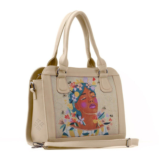 Beige Travel Hobo Bag Save the bees - CANVAEGYPT