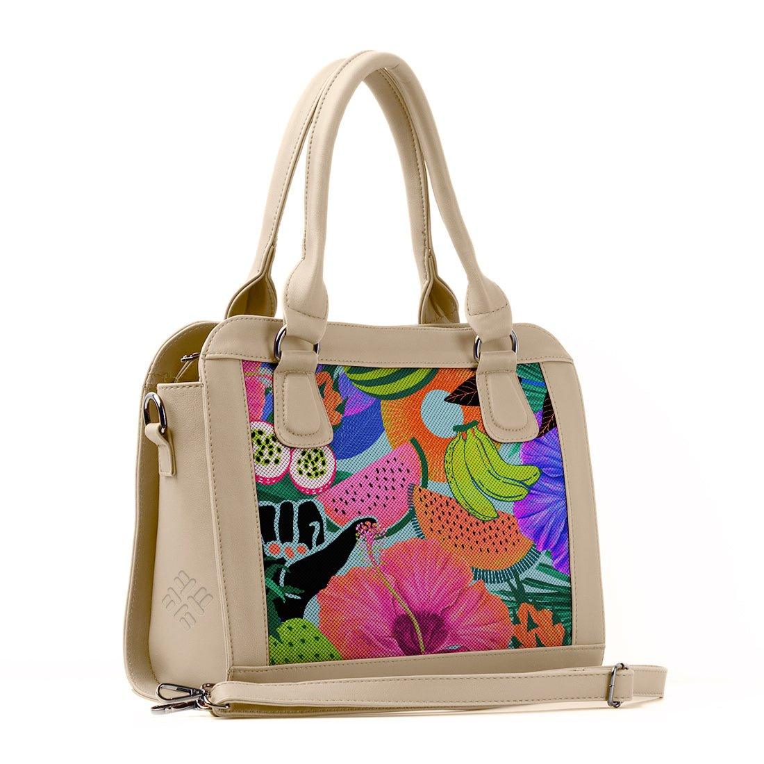 Beige Travel Hobo Bag Summer Pattern - CANVAEGYPT