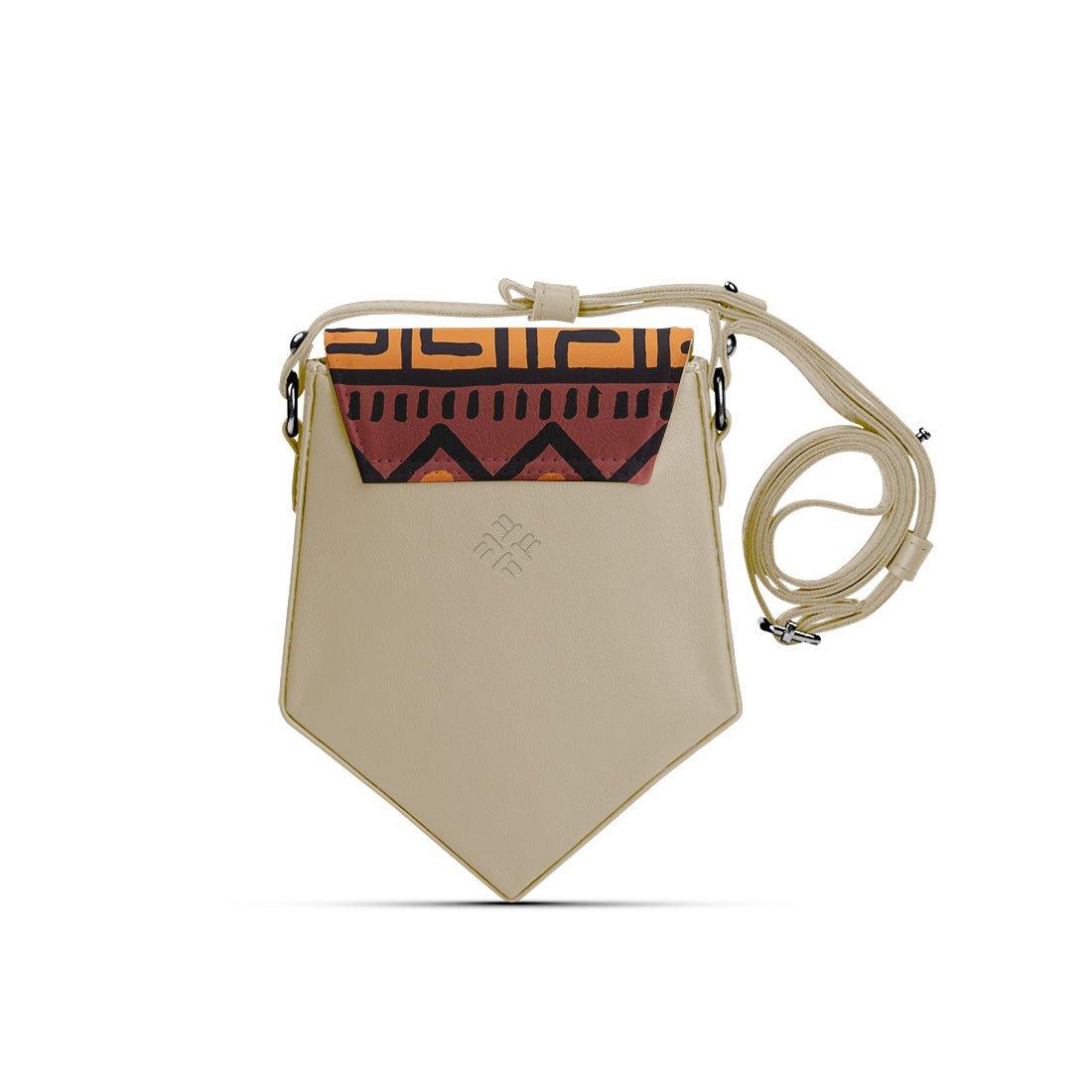Beige Triangles Crossbag African Pattern - CANVAEGYPT