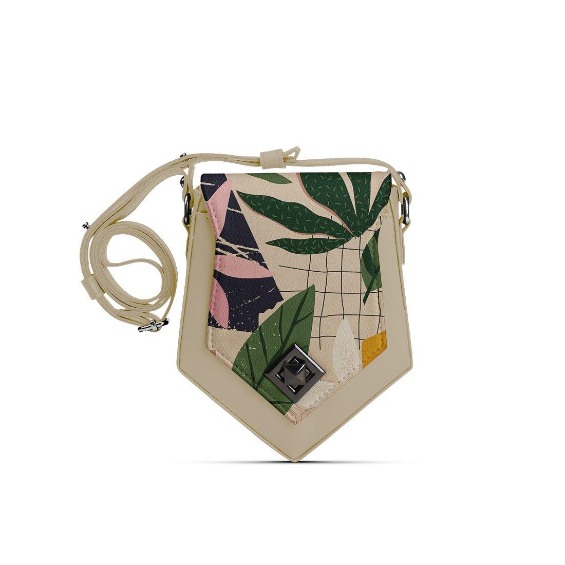 Beige Triangles Crossbag Leaf - CANVAEGYPT