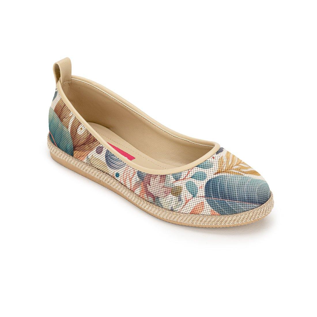 Beige Voyage Round Toe Leaves - CANVAEGYPT